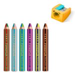 Цветни  моливи Staedtler Noris Junior Duo, 6 броя +острилка - Image 2