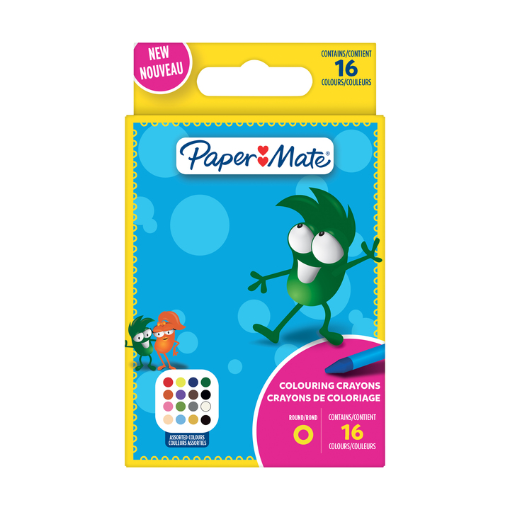 2168272_pm_kids_colouring_wax_cray_bl16_pe_pkg0001328316_v1 Пастели Papermate Kids Colouring, 16 цвята - Image 1