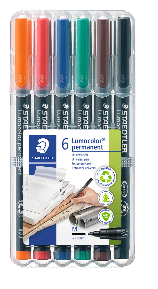 317_wp6_standard_closed_geschlossen Комплет маркери Staedtler Lumocolor 317 OHP M, 6 цвята - Image 1