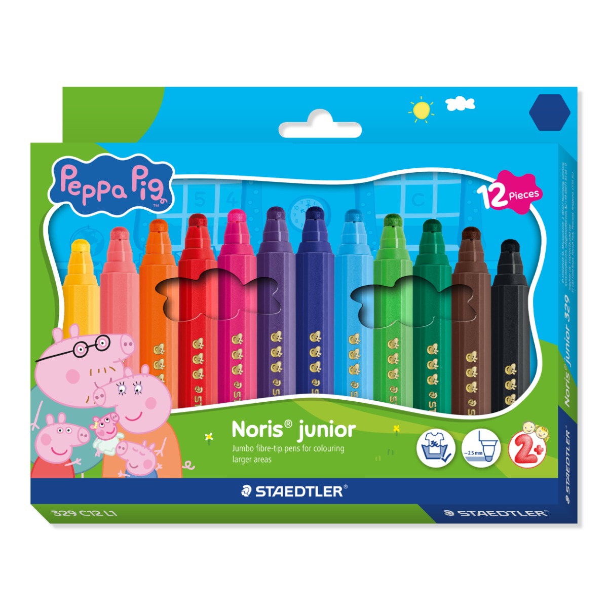 329_c12_l1_web_main_picture_hauptbild2 Флумастри Staedtler NJ Peppa Pig 329, 12 цвята - Image 1