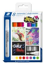 Комплект тебеширен маркер Staedtler Lumocolor 344, 8 цвята