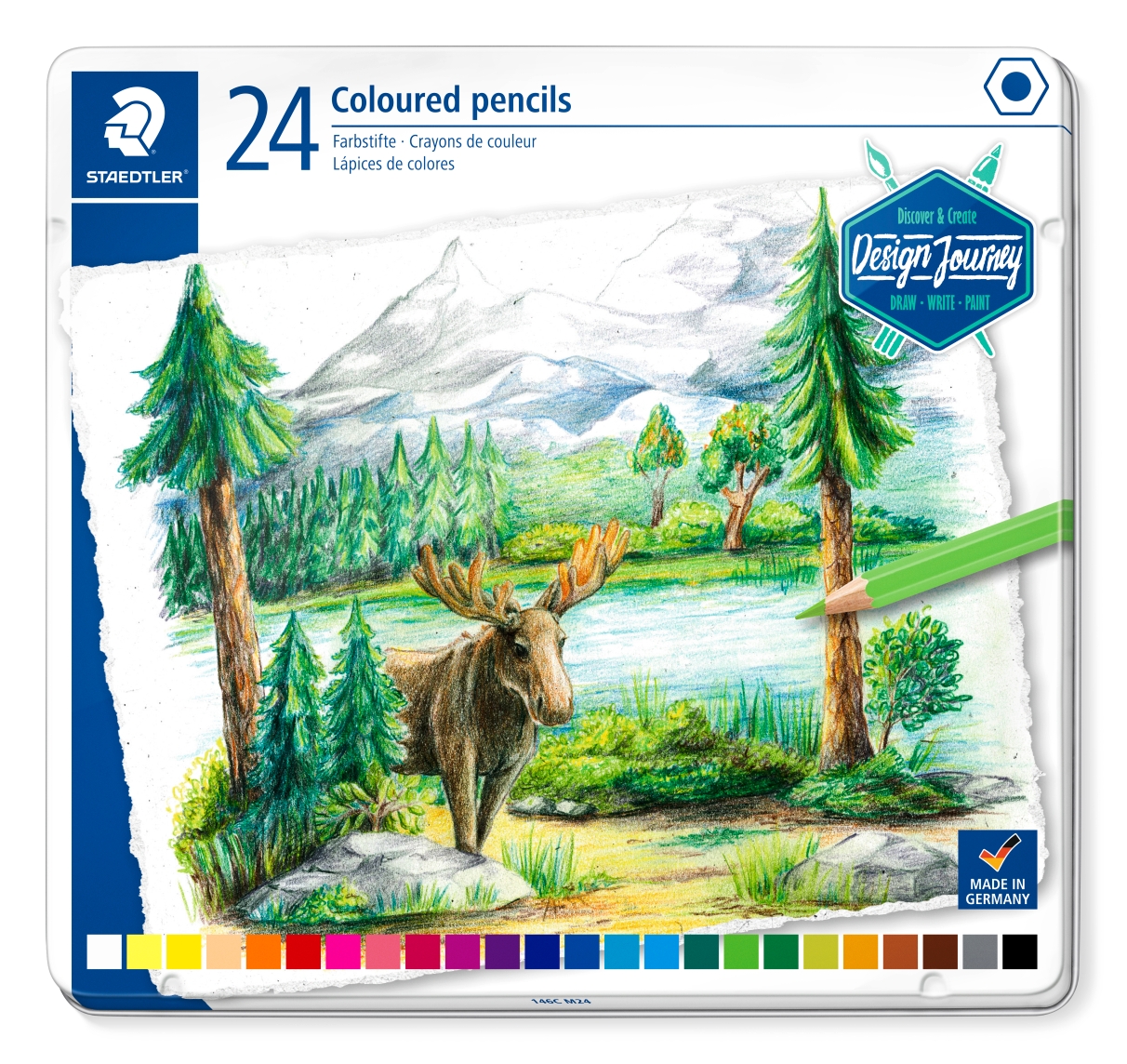 348637_7 Цветни моливи Staedtler Design Journey, 24 цвята в метална кутия - Image 1