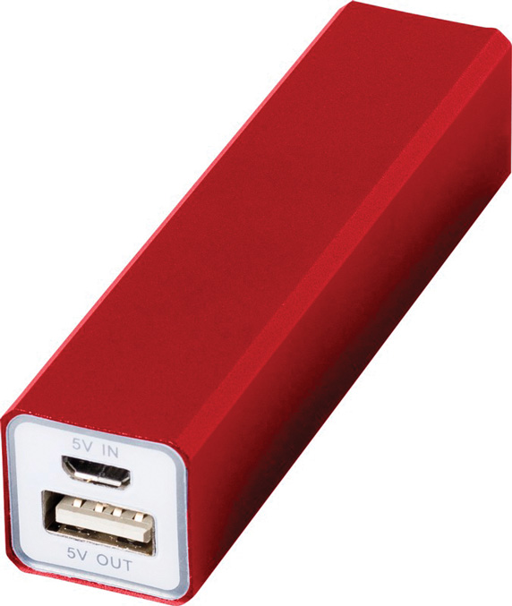 354958_xnrphc8h42viw84p Външна прен. батерия,2200MAh, USB, алуминиева, червен - Image 1