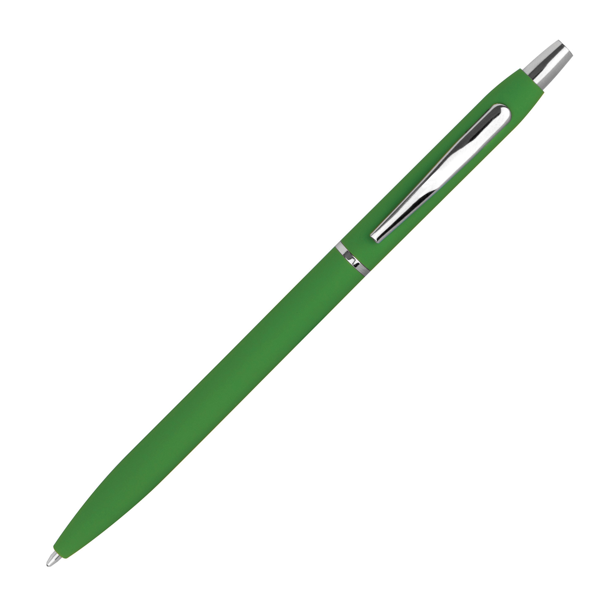357519_djzwdqigwrreoqh5 Метална химикалка с гумирана повърхност, slim, зелен - Image 1