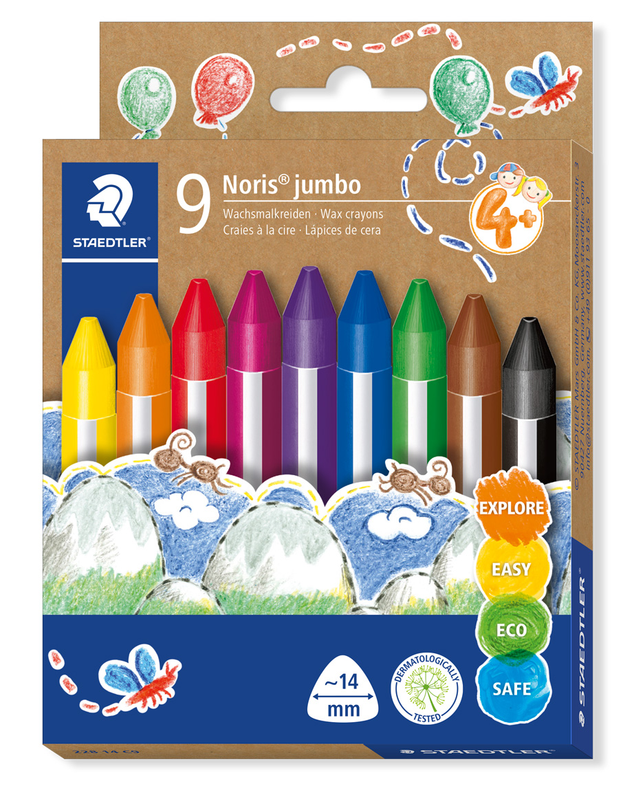 359491_wzip2ebejrs3jrtd Пастели Staedtler Noris Jumbo 228 14, 9 цвята - Image 1