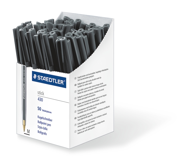 430_m-9cp5_standard Химикалка Staedtler Stick 430 М,опаковка 50 броя, черна - Image 1