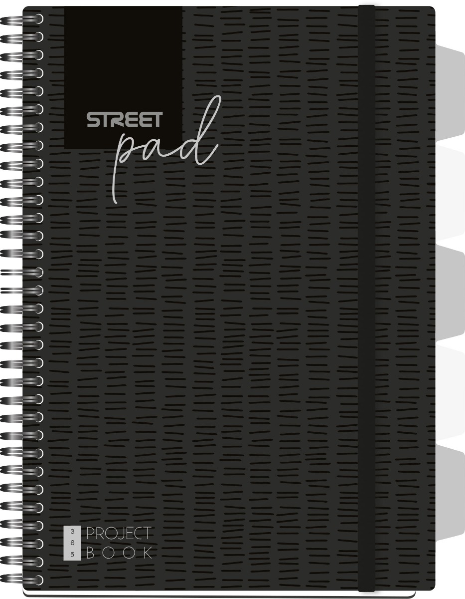 67128_2 Тетрадка Street Pad, А4, спирала, PP, 100л, малки квадратчета, черна - Image 1