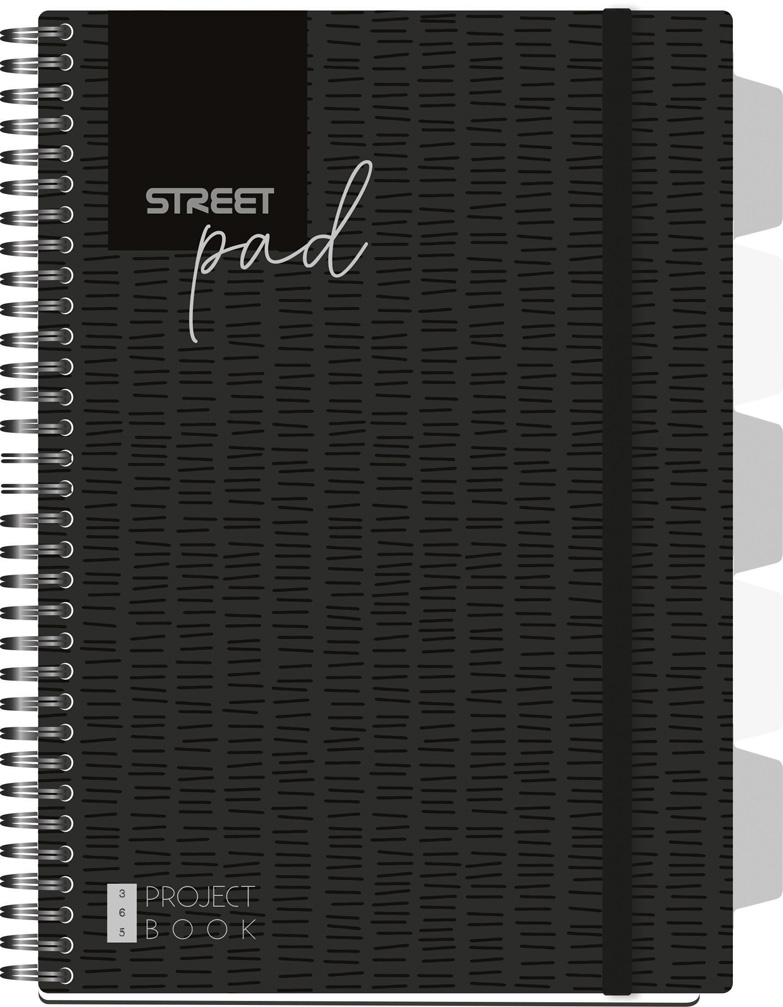 67128_3 Тетрадка Street Pad, А5, спирала, PP, 100 листа, малки квадратчета, black - Image 1