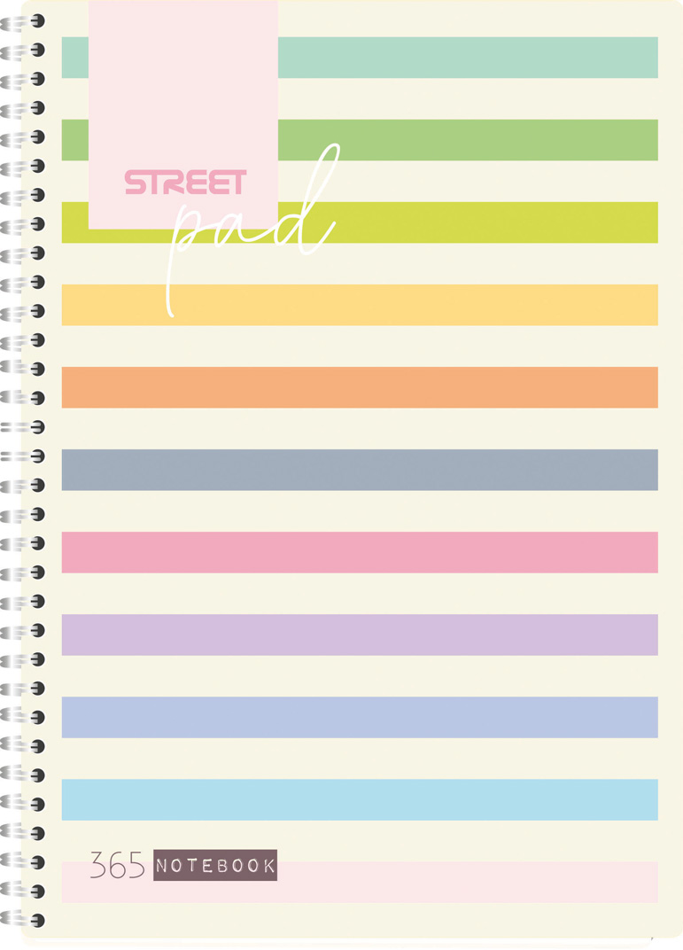 67149_1 Тетрадка Street Pad, А4, спирала, ламинат, 100 листа, МК, stripes зе - Image 1