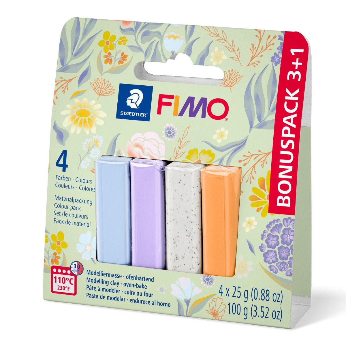 8023_s2_p Комплет глина Staedtler Fimo Soft, 3+1 цвята х 25g, 8023-S2 P - Image 1